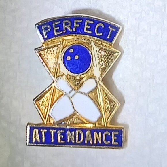 Vintage 1980s Perfect Attendance Bowling Lapel Collectible Pin - Picture 9 of 9